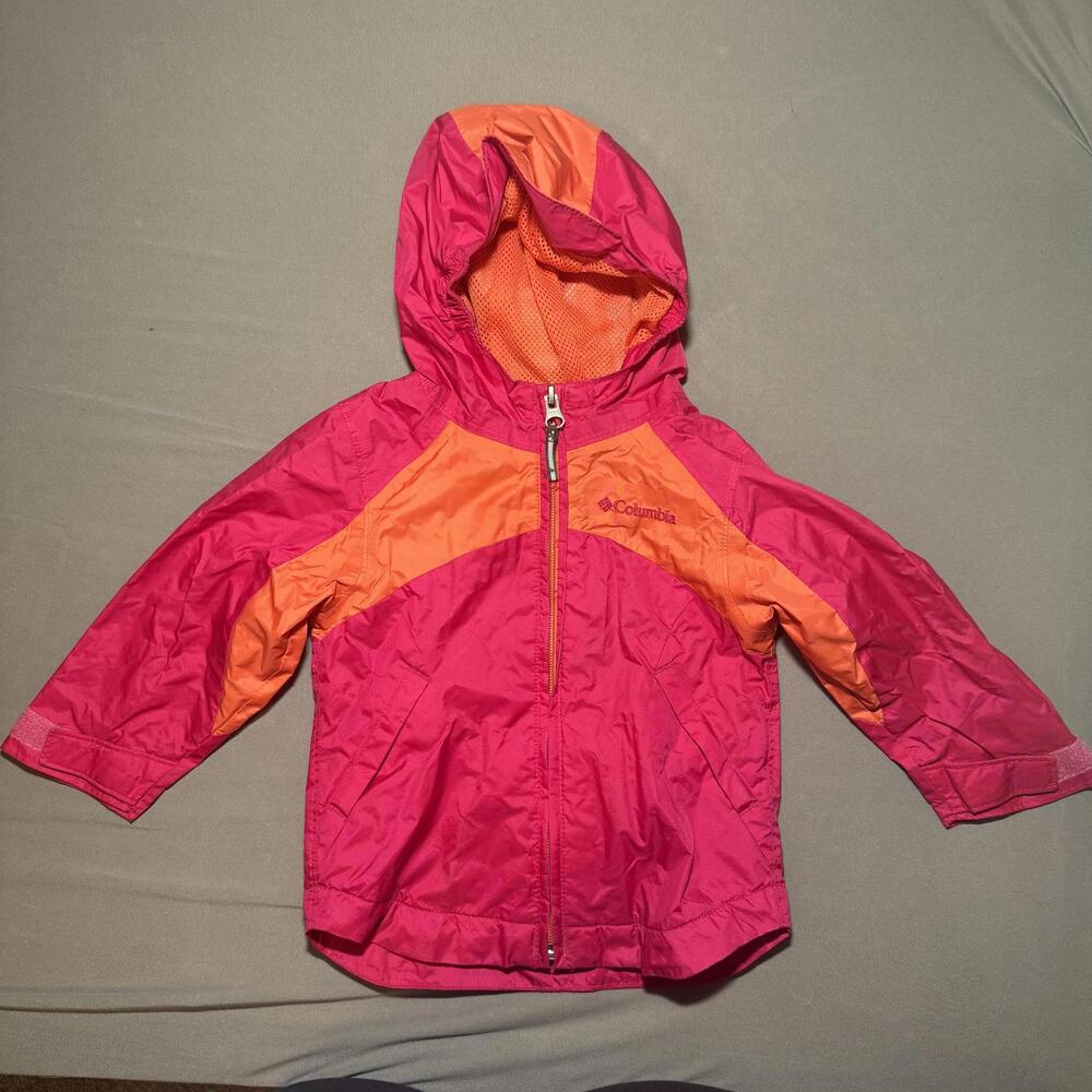 Columbia Kids' Hooded Jacket Pink and Orange 2T Windbreaker